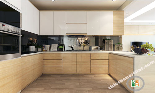  TỦ BẾP GỖ CÔNG NGHIỆP DÁN VENEER