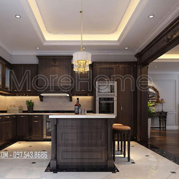  Tủ bếp gỗ óc chó cao cấp MH009