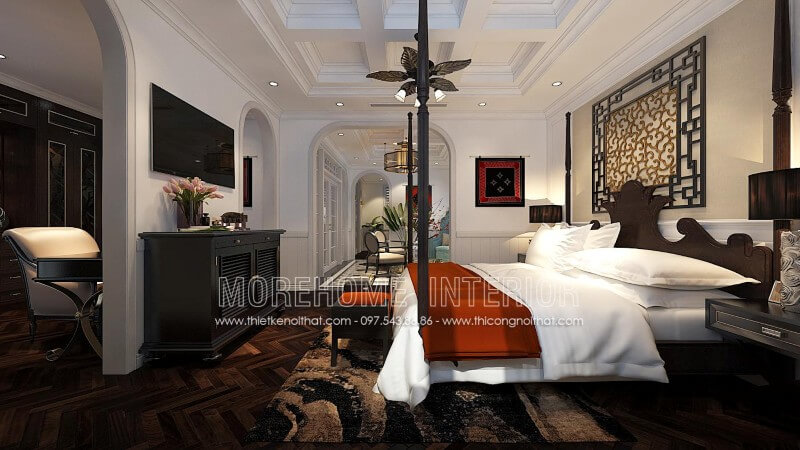 Giường ngủ biệt thự tân cổ điển Giường ngủ biệt thự tân cổ điển