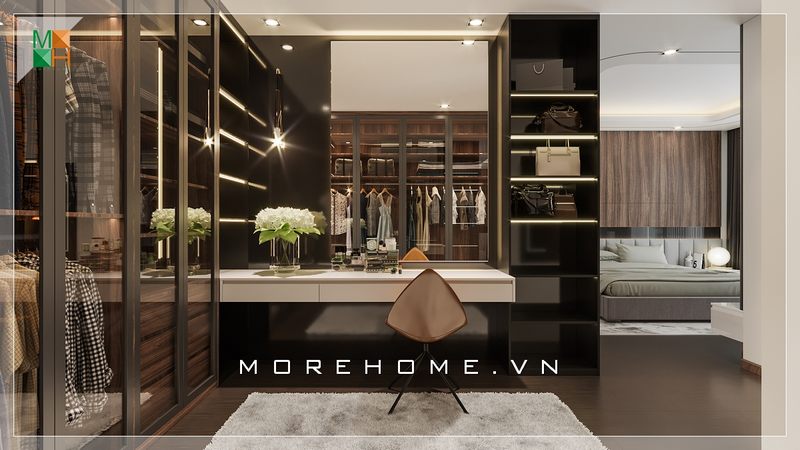 thiết kế nội thất phòng thay đồ rất sang trọng cho chung cư, nhà phố, biệt thự