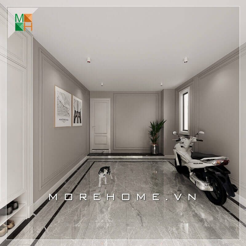 Thiết kế không gian nhà để xe hiện đại rộng rãi cho biệt thự, nhà phố.