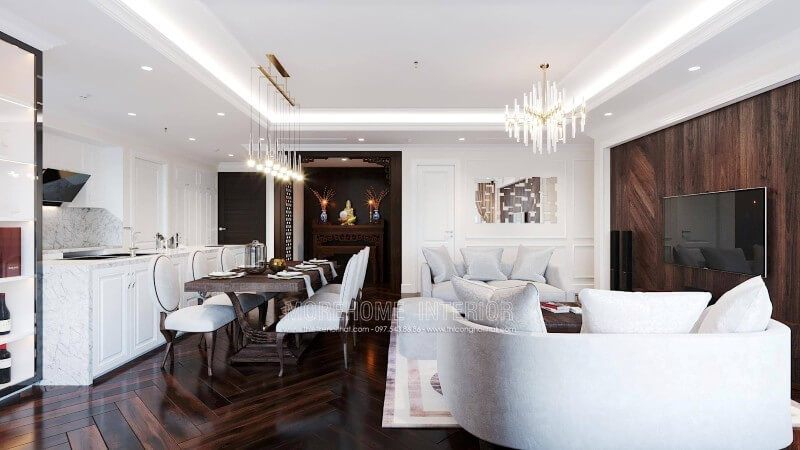 Nội thất phòng ăn sang trọng được lựa chọn cho nhà chung cư