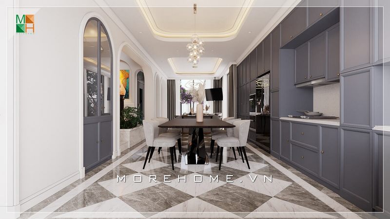 Thiết kế nội thất phòng ăn sang trọng, cao cấp dành cho nhà phố, biệt thự, chung cư mang phong cách tân cổ điển