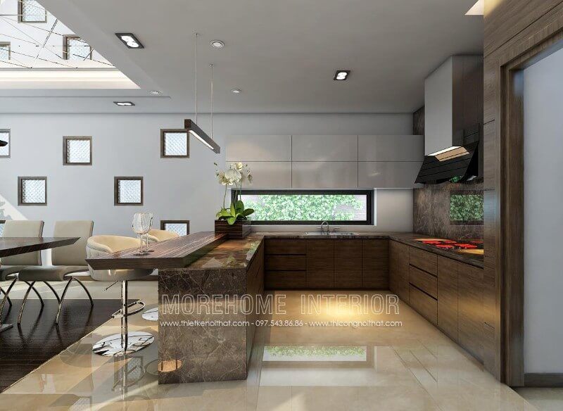 .
Hải Phòng cung cấp một gam màu óc chó trầm ấn tượng kết hợp màu trắng nhẹ nhàng, mẫu tủ bếp hiện đại để tạo nên cảm giác sang trọng và tinh tế, đồng thời làm nổi bật điểm nhấn độc đáo cho ngôi nhà.