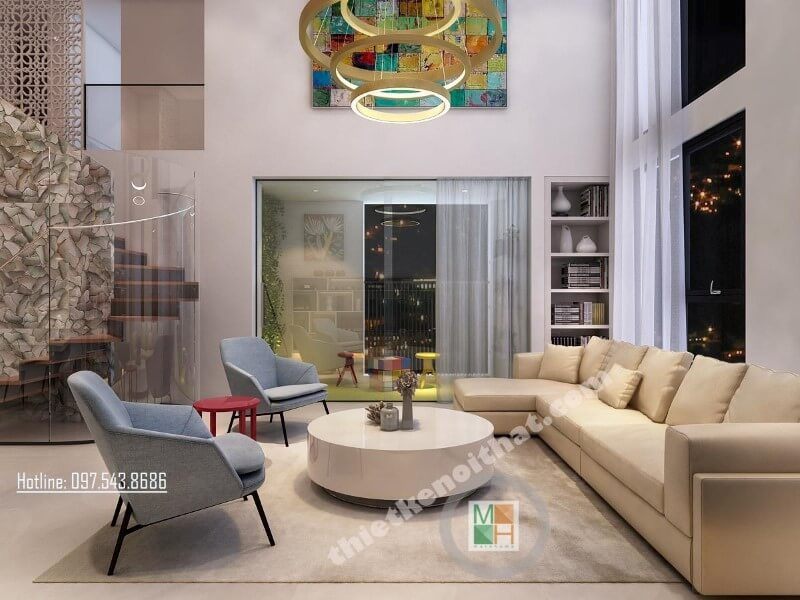 Trang trí nội thất phòng khách của chung cư cao cấp làm cho người xem ấn tượng và thu hút sự chú ý.