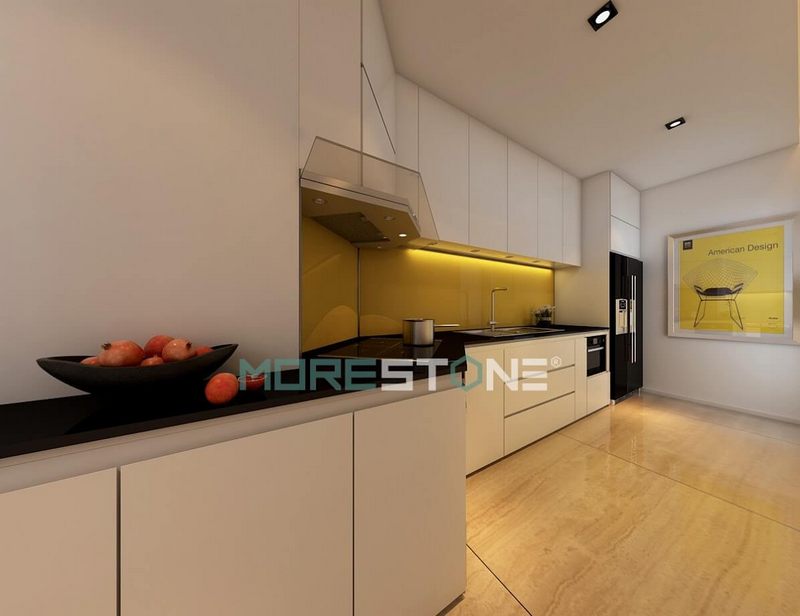 đã tạo nên một không gian đẹp
Kết hợp độc đáo giữa tủ bếp và đá ốp bếp màu đen sang trọng đã tạo nên một không gian đẹp đến từng chi tiết.