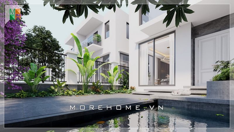 .
Kiến trúc ngoại thất biệt thự cao cấp, sang trọng với cây xanh và hồ cá trước cửa nhà được thiết kế với ý tưởng mang lại sự phong thủy, tài lộc và vượng khí cho gia đình.