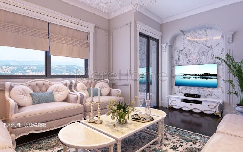 Thiết kế nội thất phòng khách chung cư với sự ấn tượng và tinh tế đến từng chi tiết nhỏ nhất.